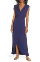 Women's Fraiche By J Tie Shoulder Faux Wrap Maxi Dress - Blue