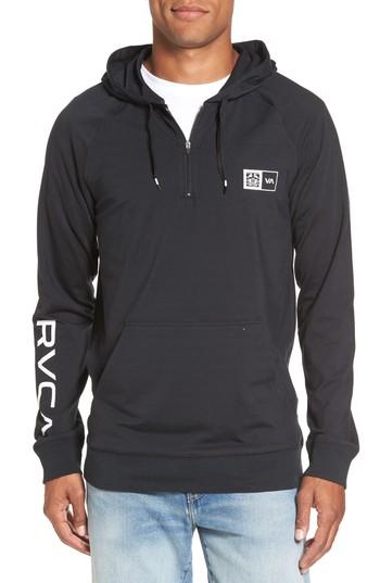 Men's Rvca Quarter Zip Hoodie, Size - Black