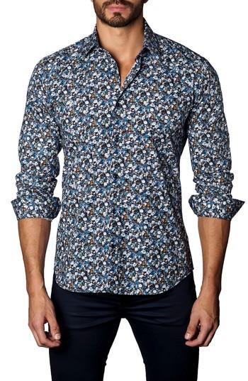Men's Jared Lang Trim Fit Floral Sport Shirt, Size - Blue