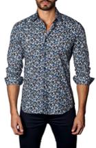 Men's Jared Lang Trim Fit Floral Sport Shirt, Size - Blue