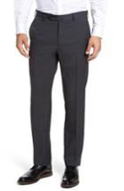 Men's Incotex Benson Flat Front Wool Trousers - Black