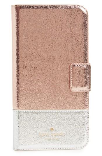 Kate Spade New York Metallic Leather Iphone 7 & 7 Folio -