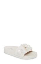 Women's Linea Paolo Lotus Embellished Flower Sandal Slide M - Ivory