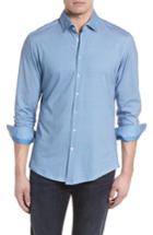 Men's Stone Rose Honeycomb Print Knit Sport Shirt - Grey