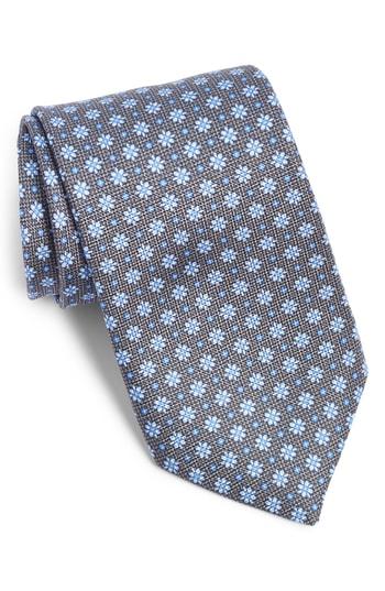 Men's David Donahue Floral Silk Tie, Size - Grey