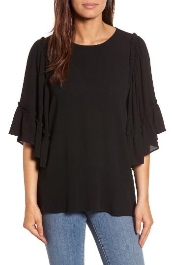 Women's Caslon Gauze Bell Sleeve Top - Black
