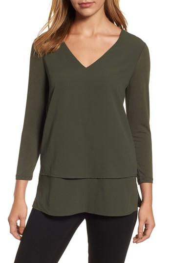 Women's Michael Michael Kors Mix Media Layer Hem Top - Green