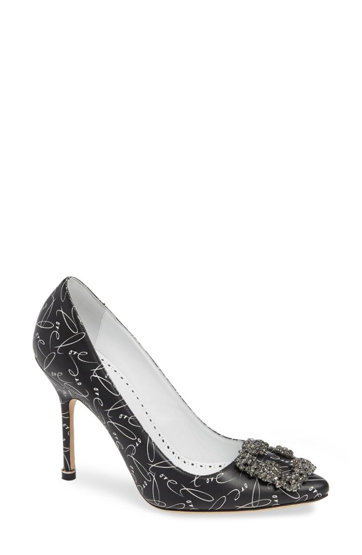 Women's Manolo Blahnik Hangisi Anniversary Embellished Pump Us / 36eu - Black