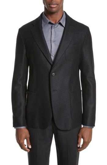 Men's Armani Collezioni Regular Fit Jersey Sport Coat R Eu - Black