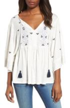 Women's Caslon Embroidered Peasant Top - Ivory