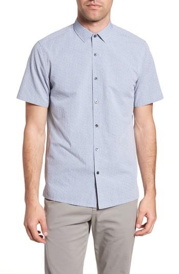 Men's Theory Murray Trim Fit Check Short Sleeve Sport Shirt - Blue