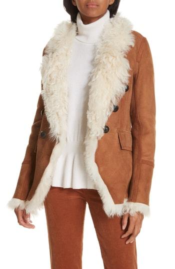 Women's Veronica Beard Huntley Genuine Shearling Blazer