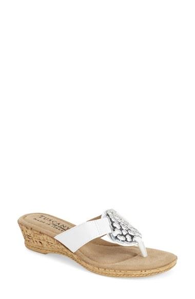 Women's Tuscany By Easy Street 'rossano' Wedge Flip Flop Sandal N - White