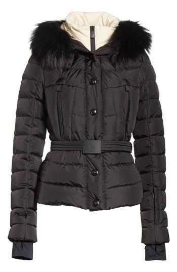 Women's Moncler Beverley Quilted Down Jacket With Removable Genuine Fox Fur Trim