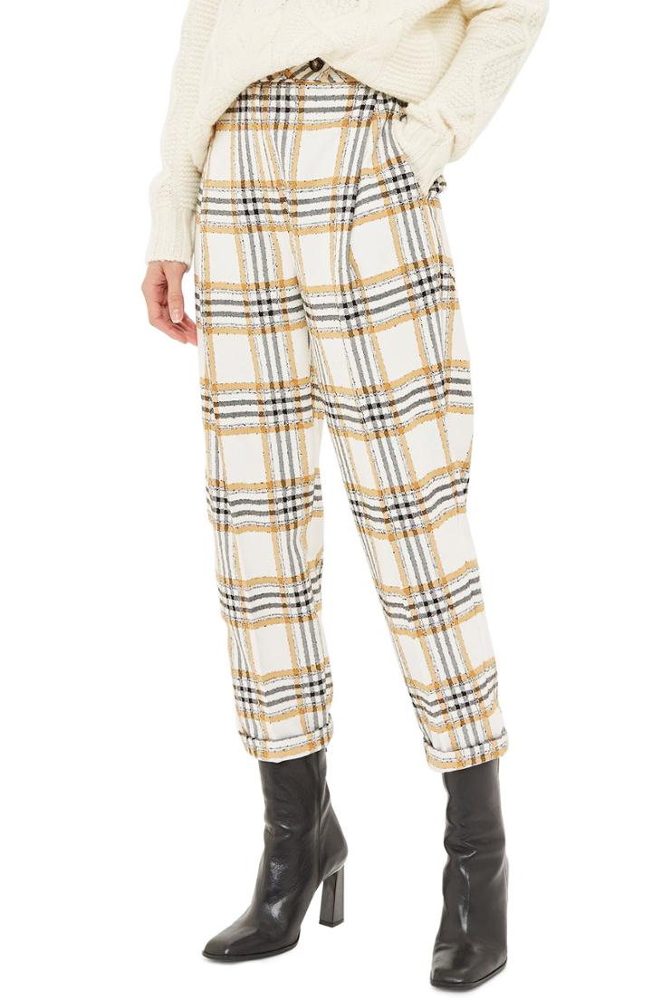 Women's Topshop Three Button Tapered Trousers Us (fits Like 0-2) - Yellow