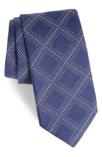 Men's Canali Grid Silk Blend Tie, Size - Blue