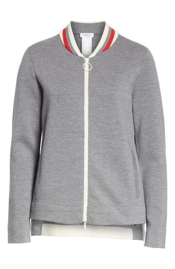 Women's Akris Punto Stretch Wool Knit Bomber Jacket