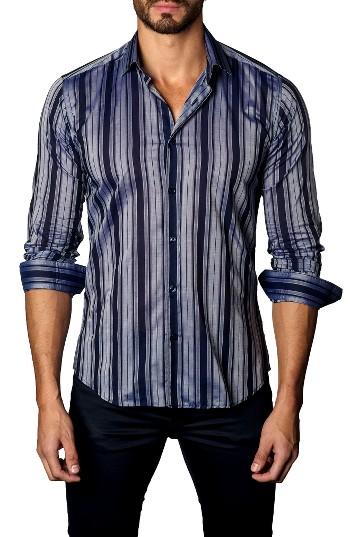 Men's Jared Lang Trim Fit Vertical Stripe Sport Shirt - Blue