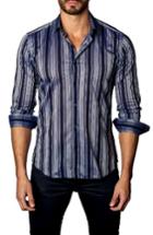 Men's Jared Lang Trim Fit Vertical Stripe Sport Shirt - Blue