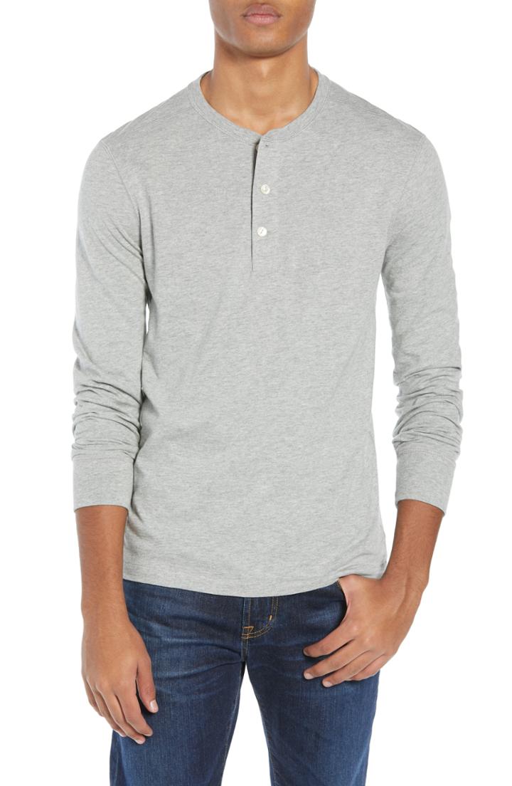 Men's J.crew Slim Fit Garment Dyed Slub Cotton Henley, Size - Grey