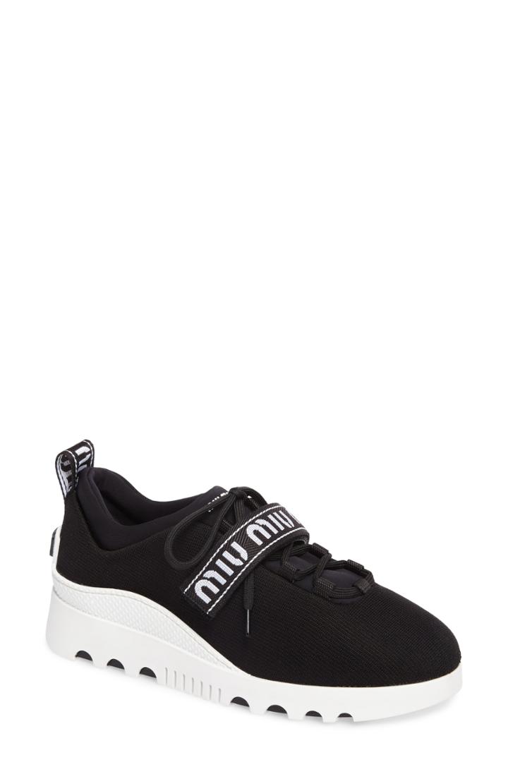 Women's Miu Miu Logo Strap Platform Sneaker .5us / 39.5eu - Black