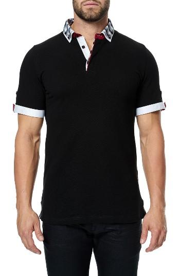 Men's Maceoo Woven Trim Polo (s) - Black