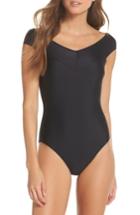 Women's Ted Baker London Off The Shoulder Wrap One-piece Swimsuit - Black