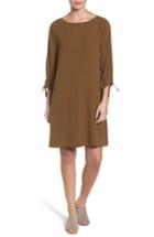Petite Women's Eileen Fisher Silk Shift Dress, Size P - Green