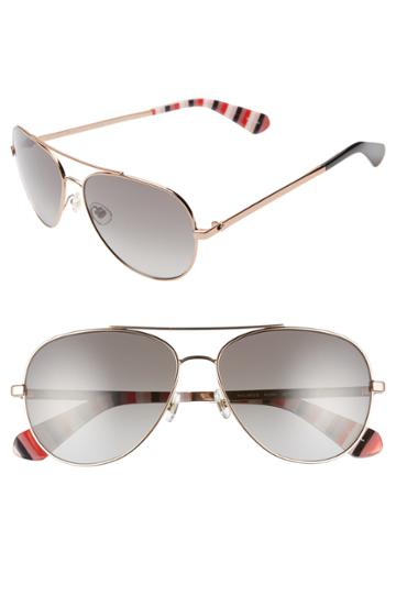 Women's Kate Spade New York Avaline 2 58mm Polarized Aviator Sunglasses - Red/ Gold