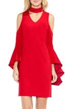 Women's Vince Camuto Cold Shoulder Bell Sleeve Dress, Size - Red
