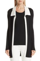 Women's St. John Collection Plaited Rib Knit Asymmetrical Cardigan, Size - Black