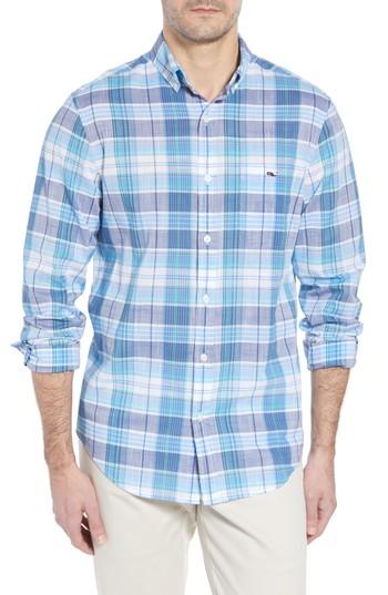 Men's Vineyard Vines Smith Point Tucker Classic Fit Plaid Sport Shirt - Blue