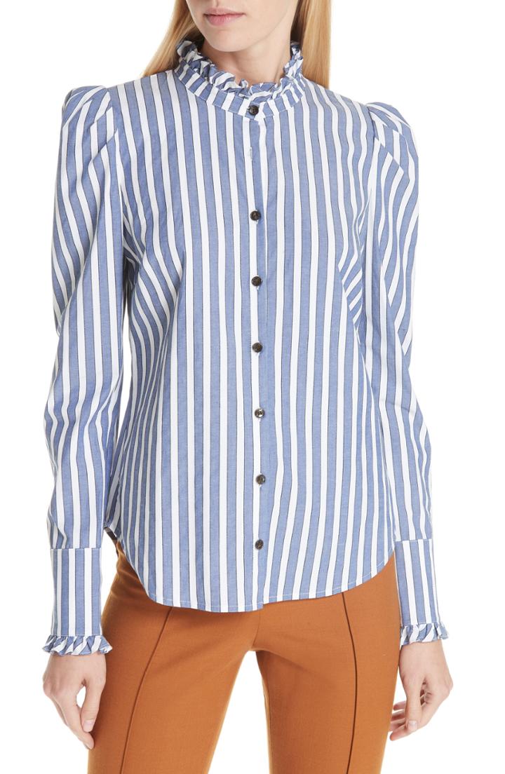 Women's Vince Camuto Stripe Ribbed Turtleneck Top