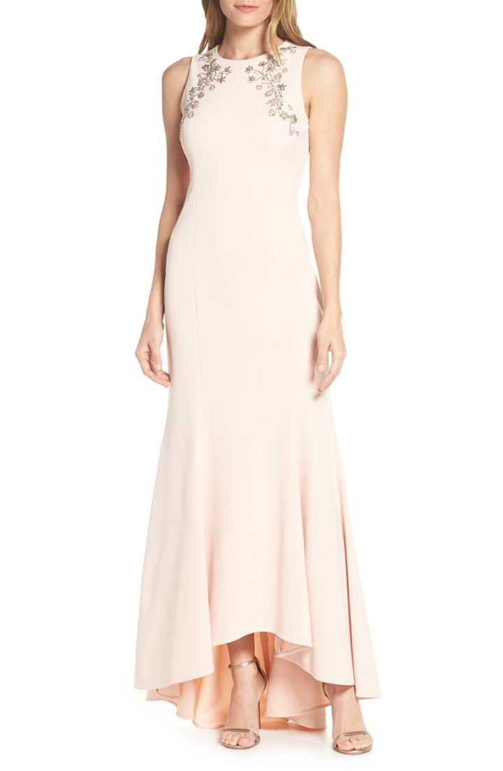 Women's Eliza J Sleeveless Beaded Trumpet Evening Dress - Pink