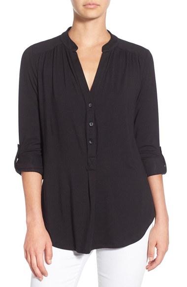 Women's Amour Vert 'elena' Roll Tab Sleeve Top - Black