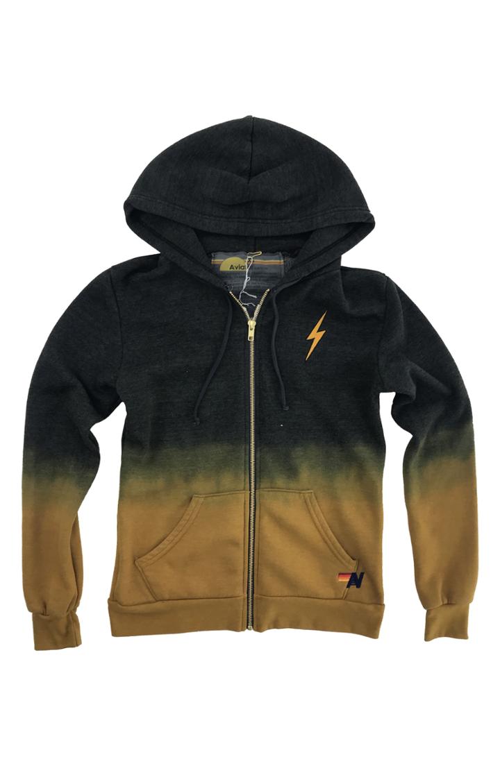 Women's Aviator Nation Faded Bolt Embroidered Hoodie Jacket - Yellow