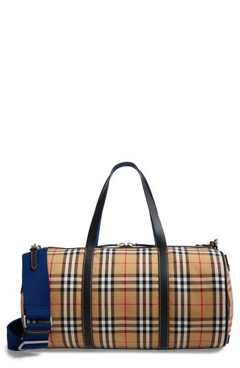 Burberry Medium Kennedy Vintage Check Duffel Bag - Blue