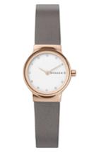 Women's Skagen Freja Crystal Accent Leather Strap Watch, 26mm