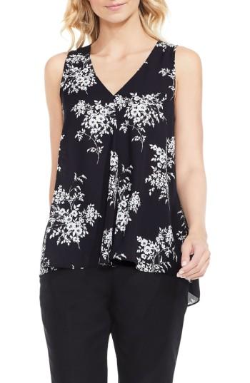 Women's Vince Camuto Delicate Bouquet Pleat Front Blouse - Black