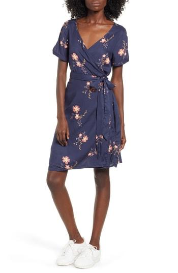 Women's Roxy Monument View Floral Print Wrap Dress - Blue