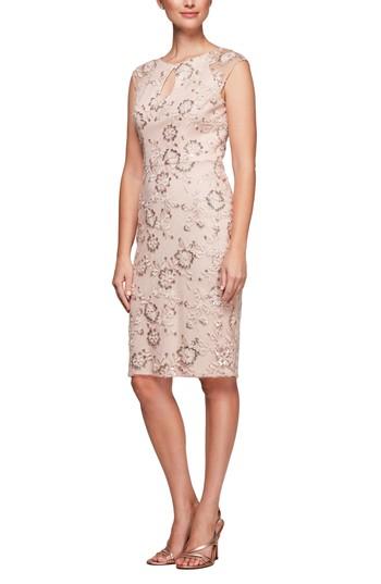 Women's Alex Evenings Embroidered Sheath Dress - Pink