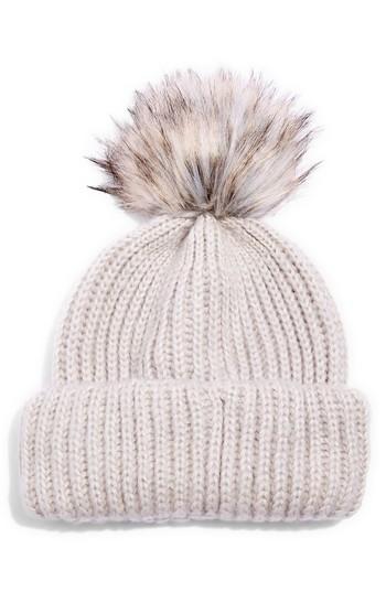 Women's Topshop Faux Fur Pompom Beanie -