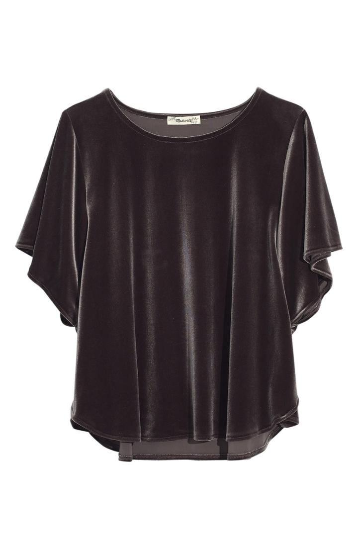 Women's Madewell Velvet Butterfly Top - Grey