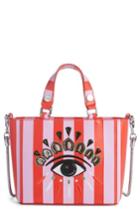 Kenzo Embroidered Eye Leather Tote - Red