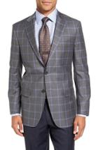 Men's Hart Schaffner Marx Classic Fit Plaid Wool Sport Coat R - Grey