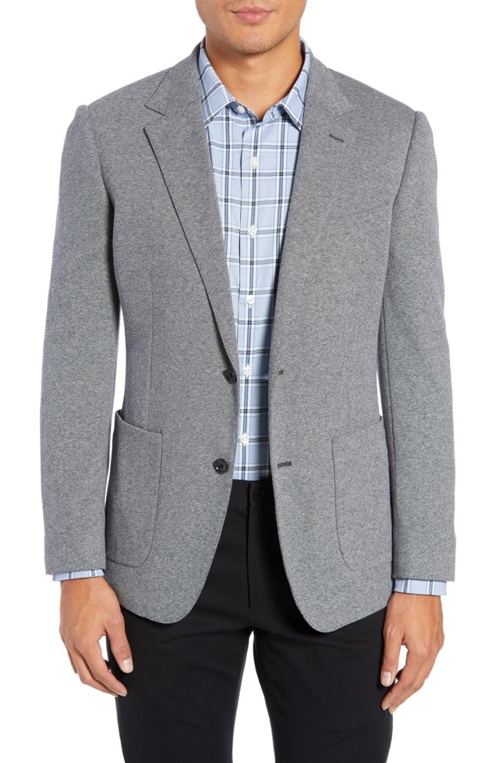 Men's Bonobos Jetsetter Trim Fit Knit Cotton Blazer S - Grey