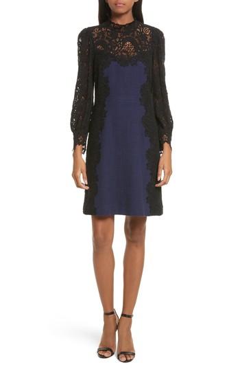 Women's Rebecca Taylor Tweed & Lace Dress - Purple