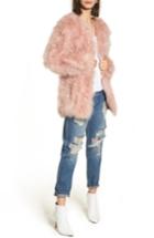 Women's Topshop Longline Marabou Feather Jacket - Pink