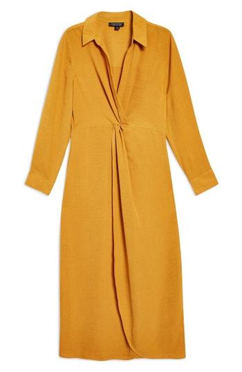 Women's Topshop Twist Front Midi Dress Us (fits Like 0-2) - Yellow