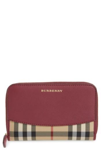 Women's Burberry 'marston - Horseferry Check' Zip Around Wallet - Purple